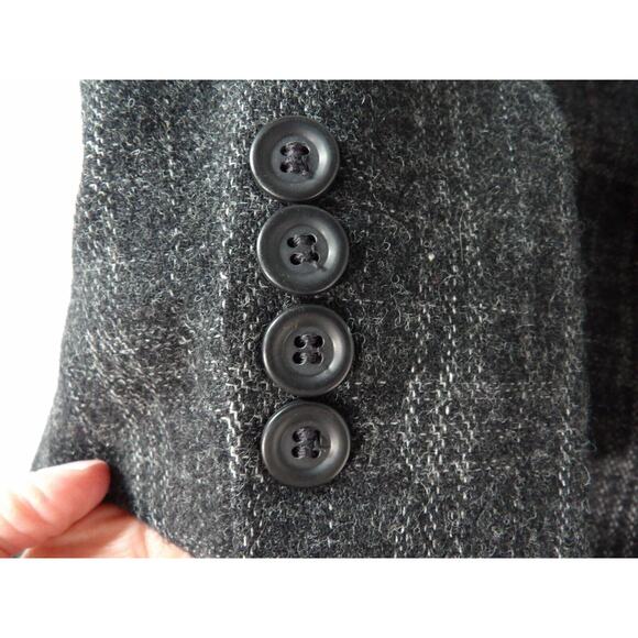 Kenneth Cole Reaction Mens Blazer Large 42 Wool Plaid Black Tweed Sport Coat - Picture 7 of 13